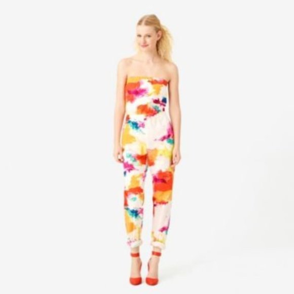 ❤️KATE SPADE SATURDAY ARTSY  Tube Top Jumpsuit Romper Multi Color Splash SZ M - Picture 2 of 9